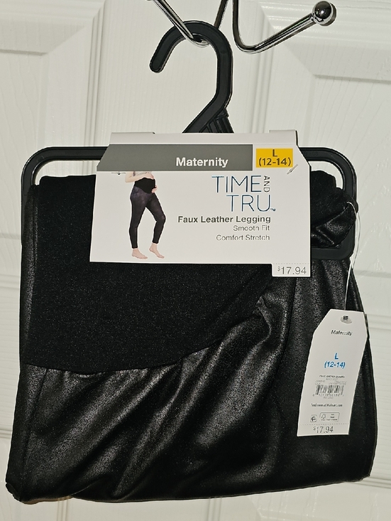 Time and Tru Pants - Time And Tru Women's Large 12-14 Faux Leather Maternity Leggings New